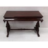 Early Vict Mahogany Library Table, the Molded Rectangular Top above an Ogee Frieze with Two