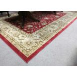 Large Rug with Red and Cream Border, Large Central Medallion Dimensions : 343cm W x 243cm