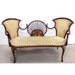 Rare Quality Late Vict Inlaid Mahogany Butterfly Upholstered Window Seat Dimensions: 155cm W 63cm