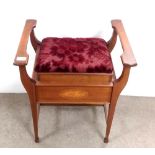 Art Nouveau Inlaid Mahogany Piano Stool