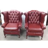 Quality Pair of Leather Upholstered Library Chairs