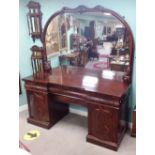 Rare Quality Early Vict Mahogany Mirrored Back Twin Pedestal Sideboard ( In Mint Condition)