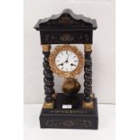 Vict Ebony Barley Twist Mantel Clock