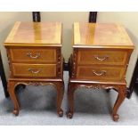 Pair of Good Quality Inlaid Mahogany Cabriole Leg Lockers Dimensions: 44cm W 42cm D 68cm H