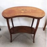 Edw Inlaid Mahogany Kidney Shaped Occasional Table Dimensions : 77cm W 37cm D 72cm H