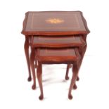 Inlaid Mahogany Nest of 3 Tables