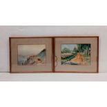 Pair of Edw Gilt Framed Watercolours Dimensions Including Frame : 51cm W x 42cm