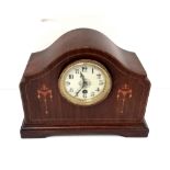 Edw Inlaid Mahogany Mantel Clock