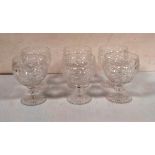 Set of 6 Cut Glass Wine Goblets