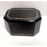 Unusual Ebonised Mother of Pearl Deed Box Dimensions: 24cm W 16cm D 13cm H