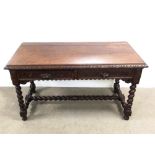 Heavily Carved Oak Console Table Dimensions: 138cm W 67cm D 78cm H