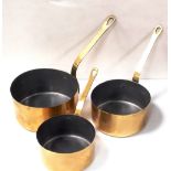 Set of 3 Brass Saucepans