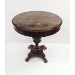 Good Quality Mahogany Marble Top Drum Table with Brass Paw Terminal Feet Dimensions: 76cm Diam x