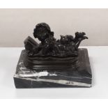 Bronze Figure of a Girl on Marble Base Dimensions: 24cm W 16cm D 18cm H