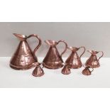 Set of 7 Vict Copper Jugs