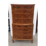 Very Clean Burr Walnut Bow Front Chest on Chest Dimensions: 85cm W 44cm D 157cm H