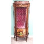 French Ormolu Mounted Hand Painted Vitrine Cabinet Dimensions: 70cm W 164cm H 38cm D