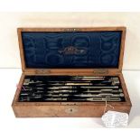 Rare Vict Circa 1880 'Stanley' Oak Cased Architects Drawing Instruments in Original Box