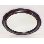 Very Clean Vict Mahogany Oval Bevelled Mirror Dimensions: 63cm x 53cm