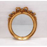 19C French Gilt Oval Mirror with Ribbon Detail to Top Dimensions: 65cm x 83cm