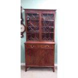 Rare Quality Edw Mahogany 2 Door Bookcase on Splayed Feet Dimensions: 102cm W 39cm D 200cm H