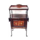 Late Vict Inlaid Rosewood Drop Leaf Cabinet Dimensions: 62cm W 37cm D 100cm H