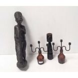 African Carved Figure, Candlestick ,