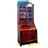 Very Clean Edw Mahogany Ball & Claw Bureau Bookcase Dimensions: 93cm W 56cm D 223cm H