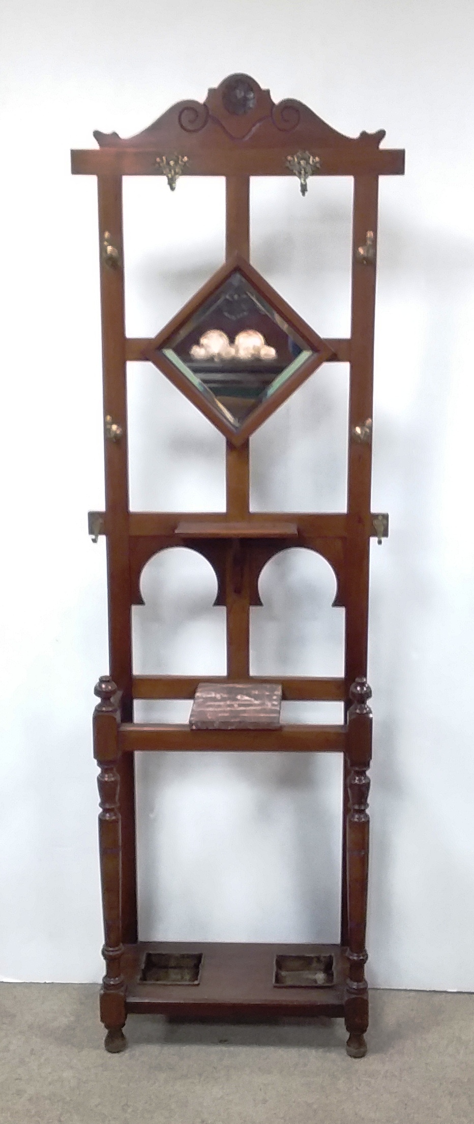 Late Vict Mahogany Slimline Hallstand Dimensions: 64cm W 30cm D 198cm H