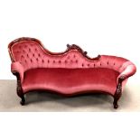 Elegant Vict Style Mahogany Chaise Lounge Dimensions: 208cm W 80cm D 87cmH