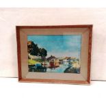 Framed Canal Scene Print Dimensions Including Frame: 47cm x 38cm