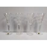 Set of 4 Waterford Crystal Champagne Flutes