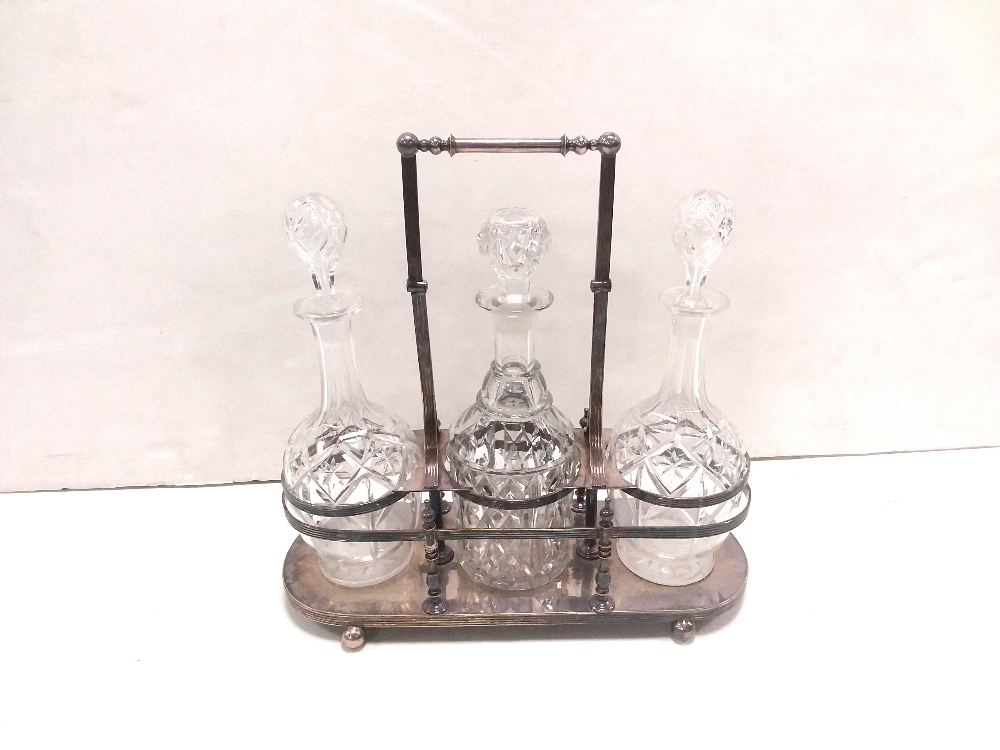 Vict Silver Plated 3 Decanter Tantalus