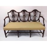 Quality Mahogany Hepplewhite Style Hall Bench Dimensions:149cm W 56cm D 98cm H
