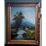 19C Large Gilt Framed Oil Painting Dimensions Including Frame :103cm W x 127cm