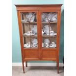 Good Quality Edw Satinwood Hand Painted 2 Door Display Cabinet Dimensions: 99cm W 168cm H 35cm D