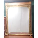 Very Impressive 19C Gilt Overmantle Mirror with Original Glass & Back Dimensions: 125cm W x 134cm