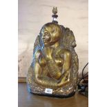 A retro plaster table lamp of figural form with gilt finish