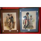 Donna Neary: a pair of Hogarth framed watercolours, depicting uniformed soldiers of the 19th Century