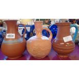 Three Watcombe terracotta jugs