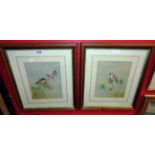 David Andrews: a pair of framed original gouache and watercolour bird study paintings, one