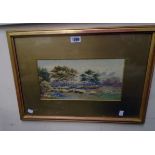 E.P: a gilt framed and slipped watercolour, depicting an extensive country landscape with moors