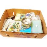 A box containing a large quantity of assorted costume and other jewellery - various condition