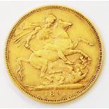 An 1891 gold Sovereign, Jubilee head, London