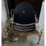 A 26" brass and steel fire basket in the Georgian style with finials, serpentine front and pierced