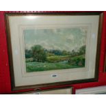 Charles Henry Howarth: a gilt framed watercolour, inscribed verso A view in New Zealand - signed -