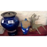 A Doulton Dark Shag tobacco jar, a sculpture maquette and a studio pottery vase