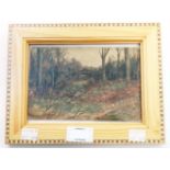 †Frances S. Walker RHS: a decorative inlaid framed watercolour, depicting a woodland clearing -