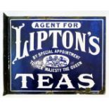 A late Victorian double sided Agent for Lipton's Teas enamel bracket sign
