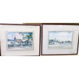 Percy Lancaster: a pair of framed watercolours, one entitled "Cottages, Mill Lane Churchtown", the